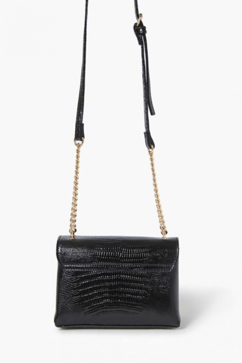 Bolsas Forever 21 Faux Croc Crossbody Mujer Negras | fY07EFRzwDZ