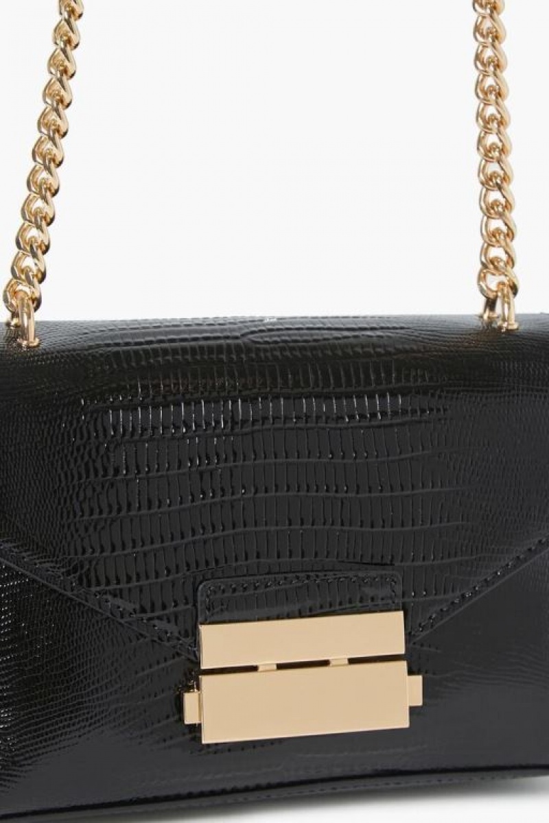 Bolsas Forever 21 Faux Croc Crossbody Mujer Negras | fY07EFRzwDZ