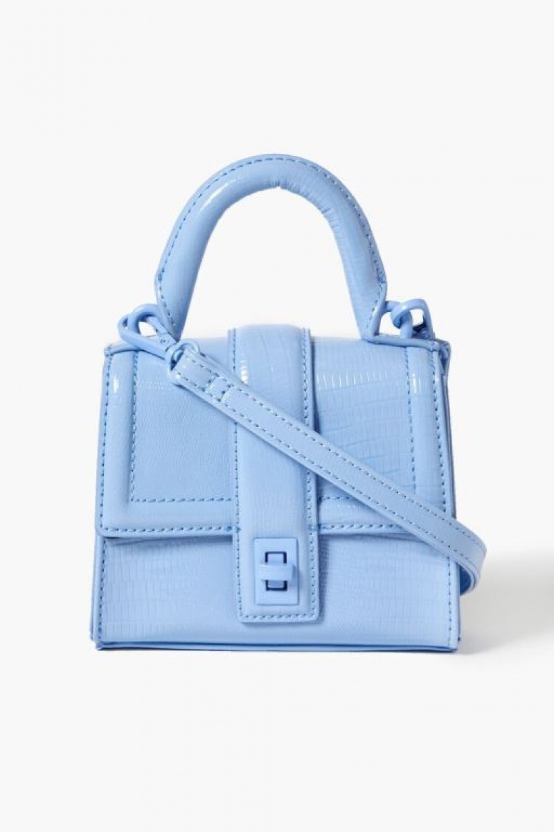 Bolsas Forever 21 Faux Croc Cuero Crossbody Mujer Azules | riB39r2AGTM