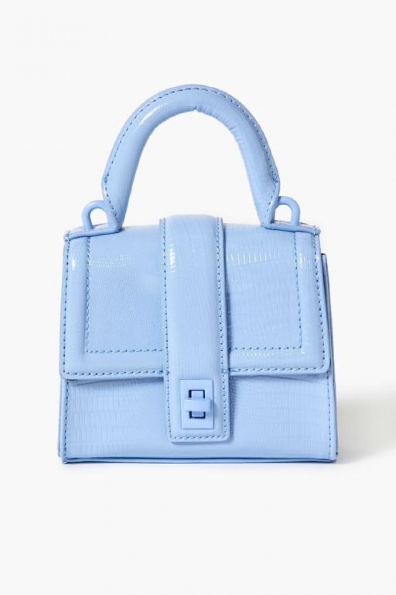 Bolsas Forever 21 Faux Croc Cuero Crossbody Mujer Azules | riB39r2AGTM