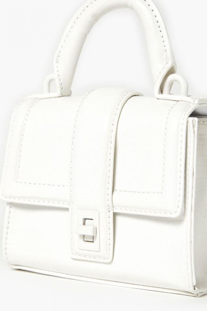 Bolsas Forever 21 Faux Croc Cuero Crossbody Mujer Blancas | vC6NQKDg2TZ