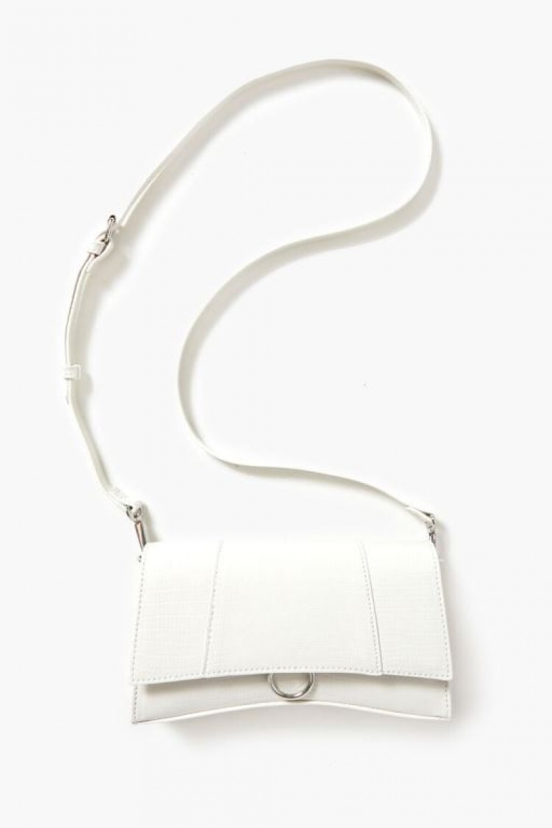 Bolsas Forever 21 Faux Croc Cuero Crossbody Mujer Blancas | E6gJNONHInQ