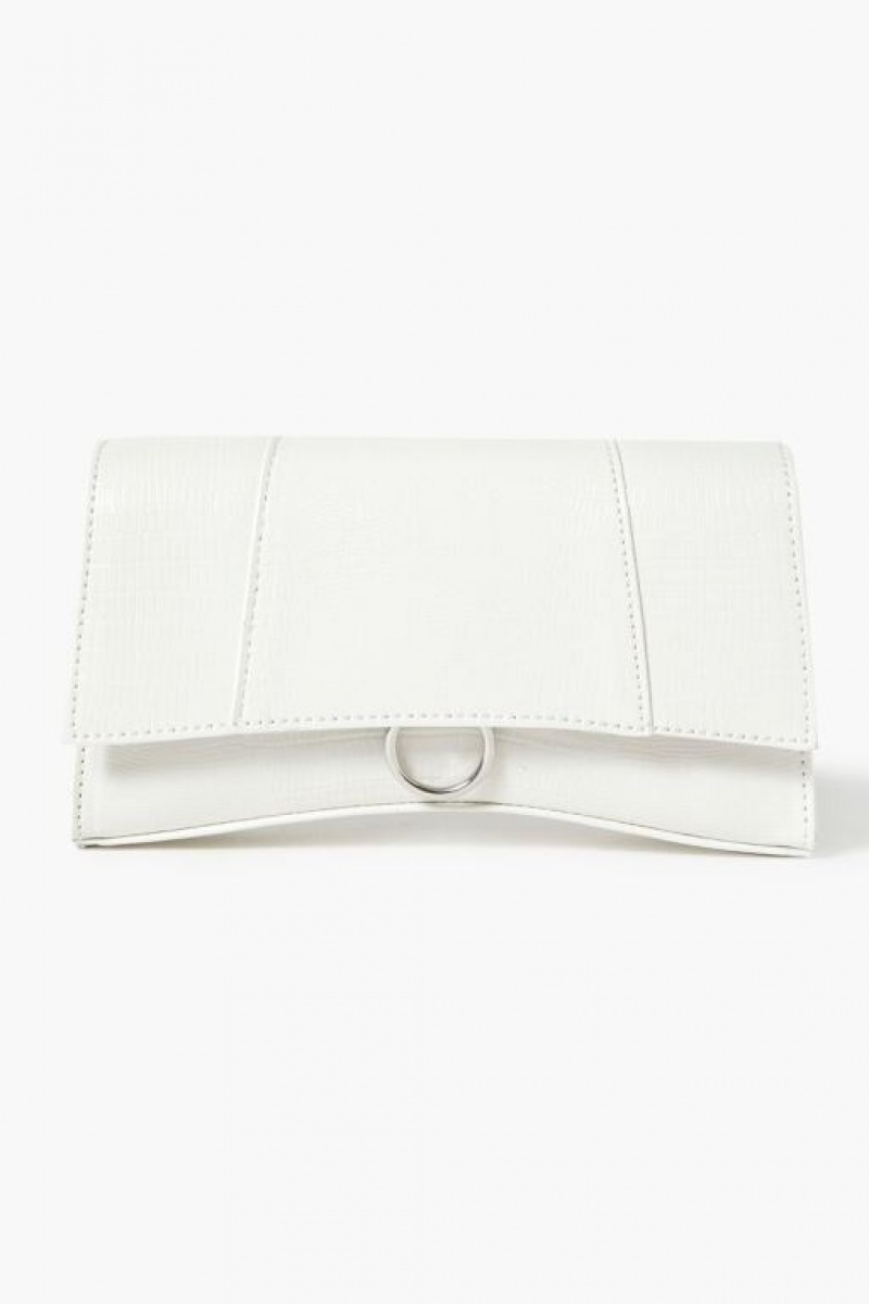 Bolsas Forever 21 Faux Croc Cuero Crossbody Mujer Blancas | E6gJNONHInQ