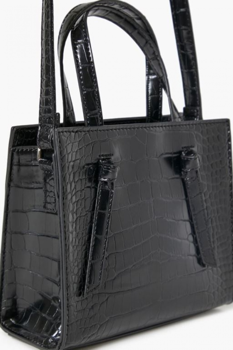 Bolsas Forever 21 Faux Croc Cuero Crossbody Mujer Negras | CaKqGwrAWLs