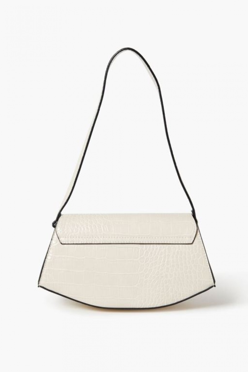 Bolsas Forever 21 Faux Croc Shoulder Mujer Creme | 0IIn07pM8JU