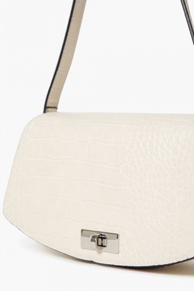 Bolsas Forever 21 Faux Croc Shoulder Mujer Creme | 0IIn07pM8JU