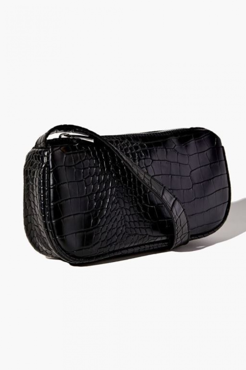 Bolsas Forever 21 Faux Croc Uette Mujer Negras | QtQ1EeMnlGM