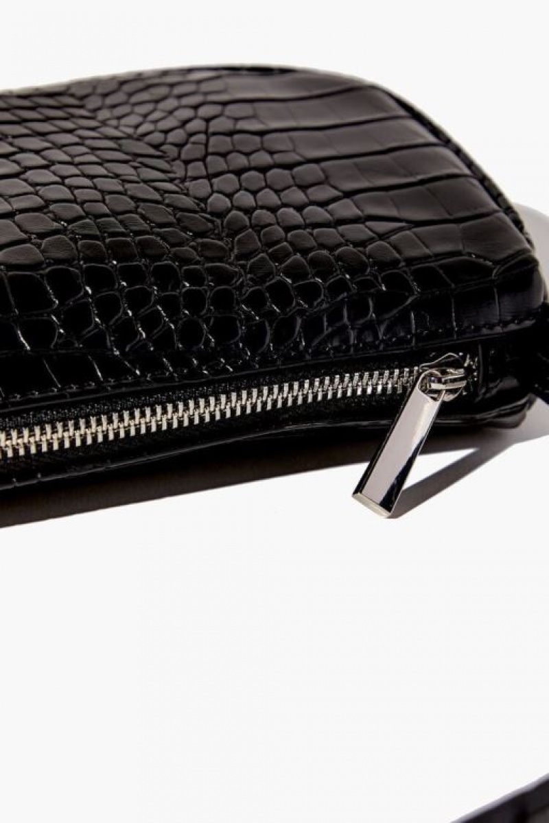 Bolsas Forever 21 Faux Croc Uette Mujer Negras | QtQ1EeMnlGM