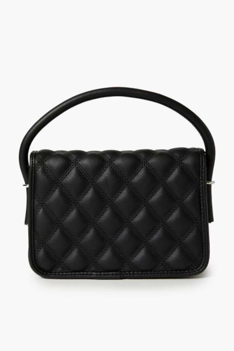 Bolsas Forever 21 Faux Cuero Acolchado Crossbody Mujer Negras | MFjKIpqZdnl