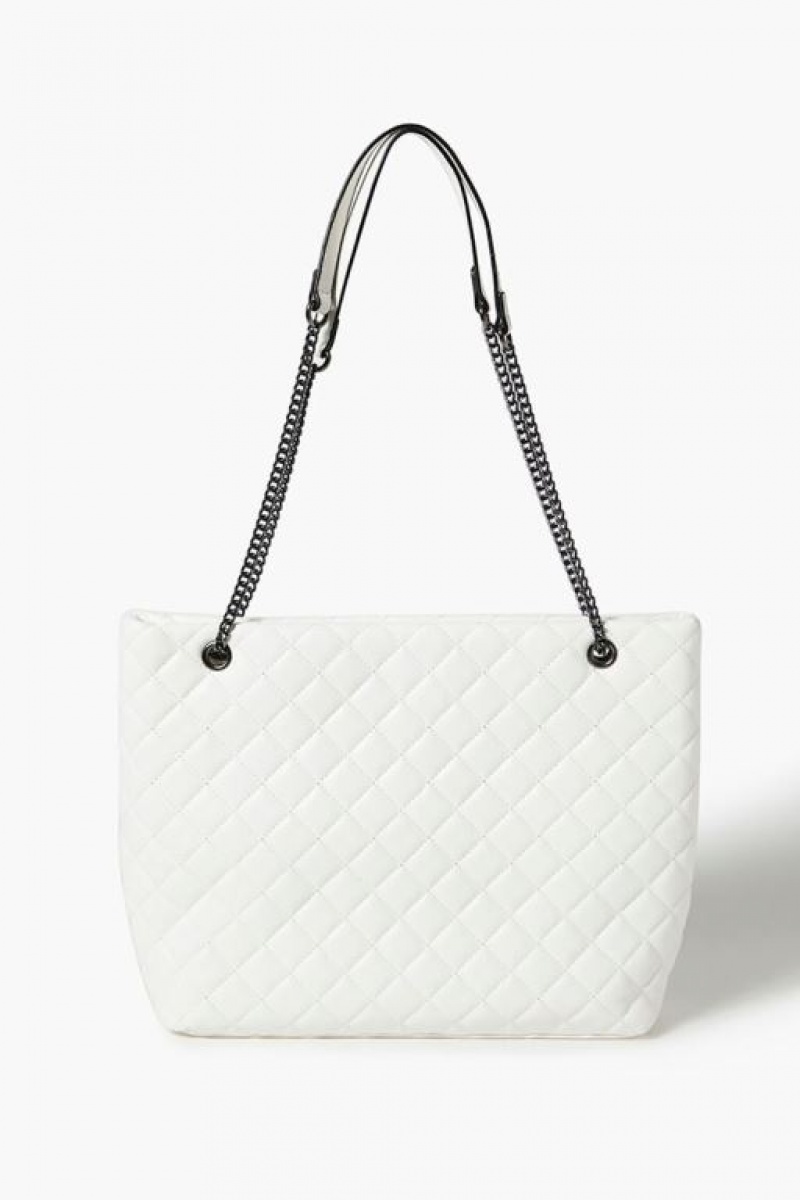 Bolsas Forever 21 Faux Cuero Acolchado Tote Mujer Blancas | r5Qmn66kdMR