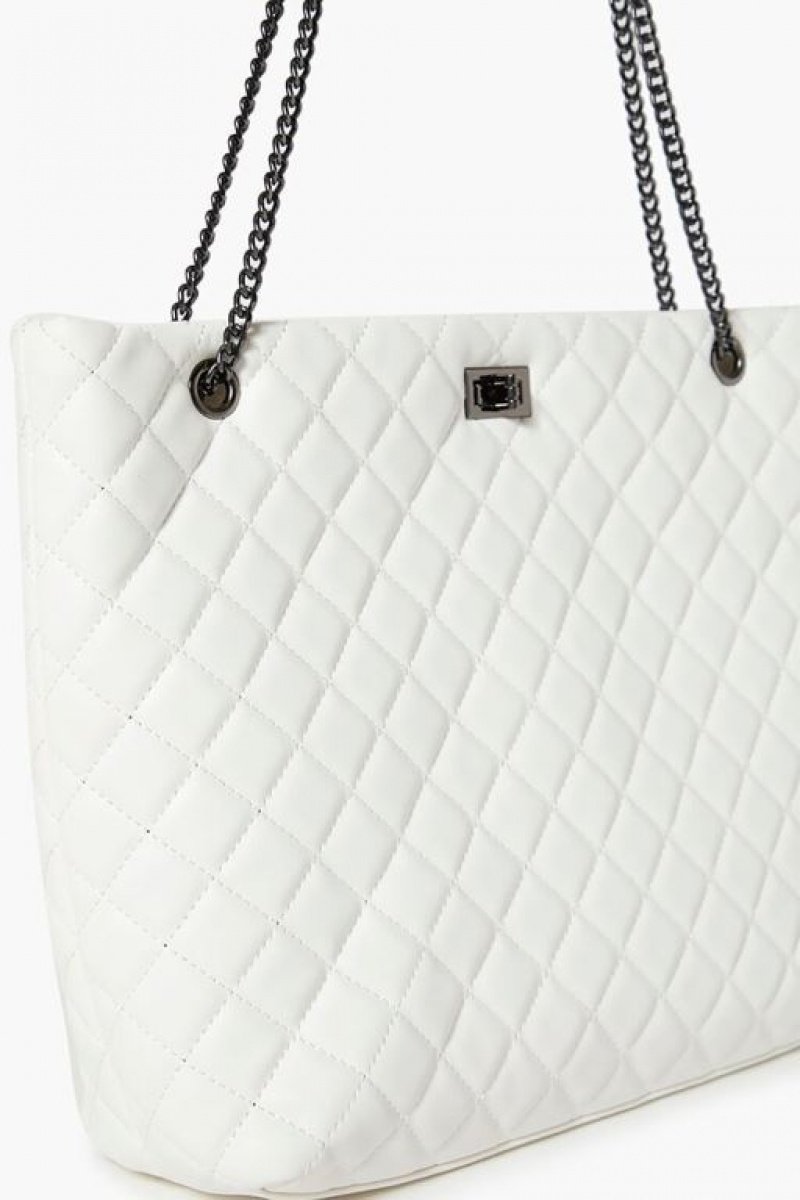 Bolsas Forever 21 Faux Cuero Acolchado Tote Mujer Blancas | r5Qmn66kdMR