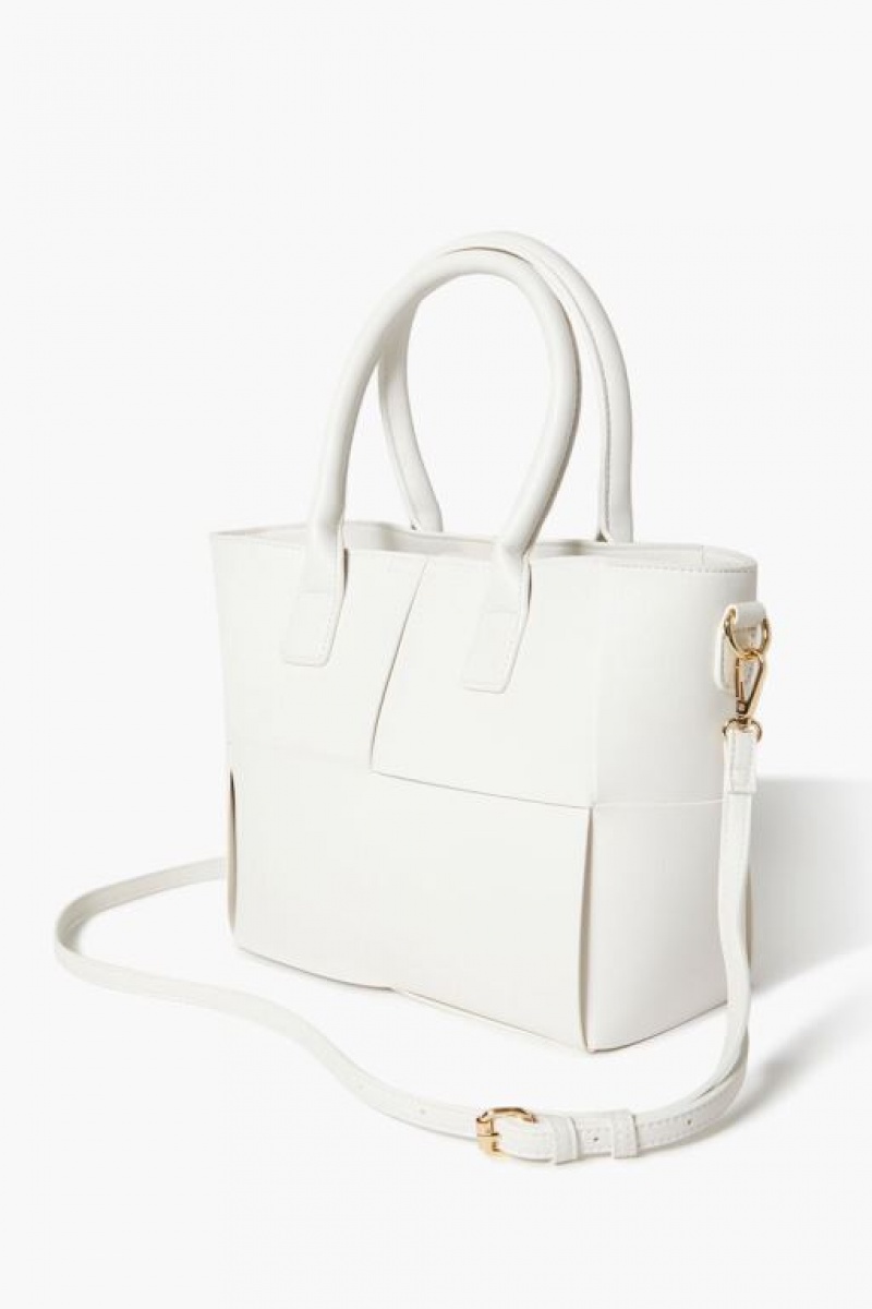 Bolsas Forever 21 Faux Cuero Basketwoven Tote Mujer Blancas | Km6x99WqwyI