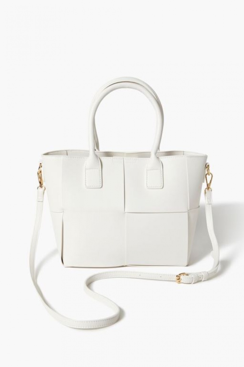 Bolsas Forever 21 Faux Cuero Basketwoven Tote Mujer Blancas | Km6x99WqwyI