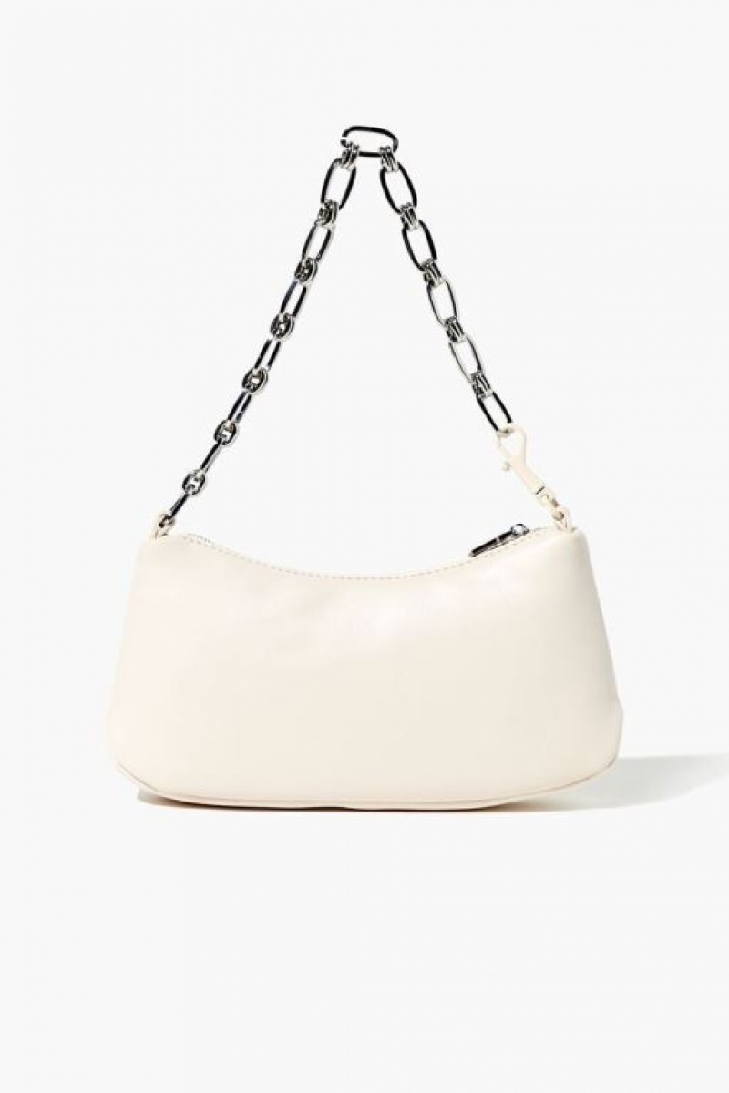 Bolsas Forever 21 Faux Cuero Chain Uette Mujer Creme | xyVKRuVBA6C