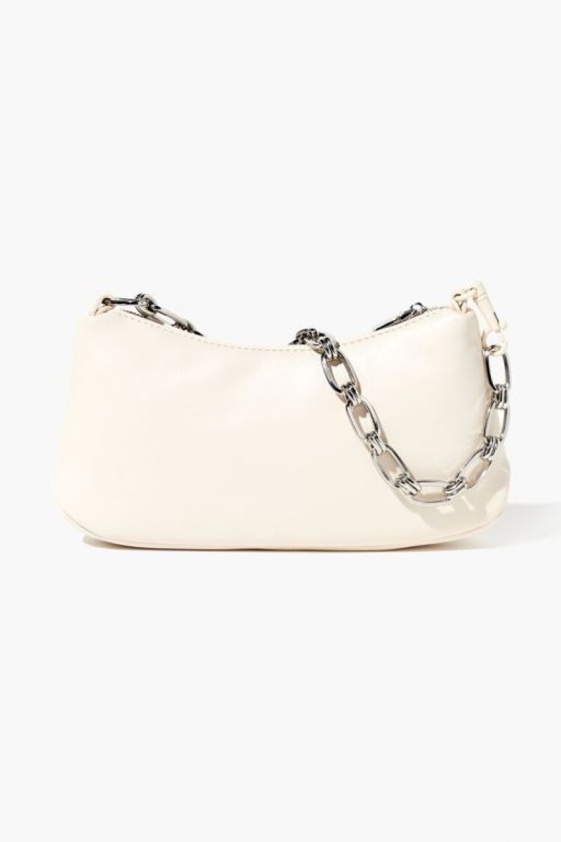 Bolsas Forever 21 Faux Cuero Chain Uette Mujer Creme | xyVKRuVBA6C