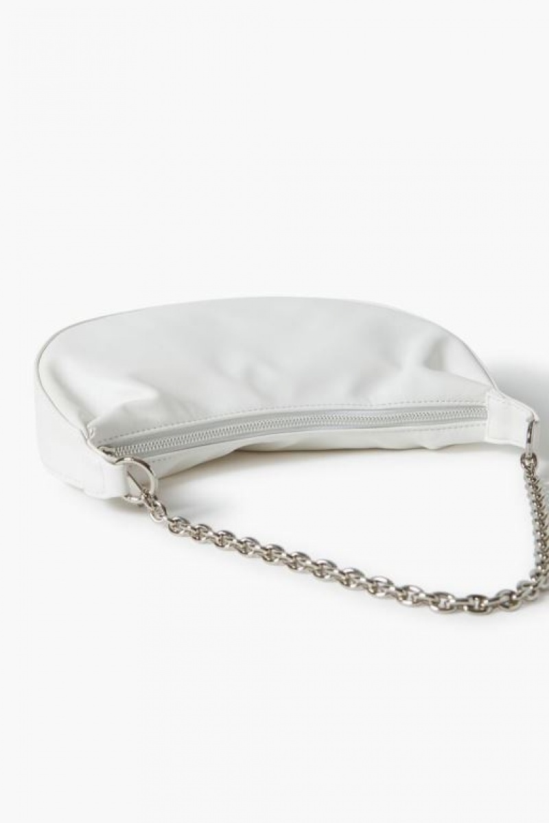 Bolsas Forever 21 Faux Cuero Crescent Shoulder Mujer Blancas | e46agItb0tA