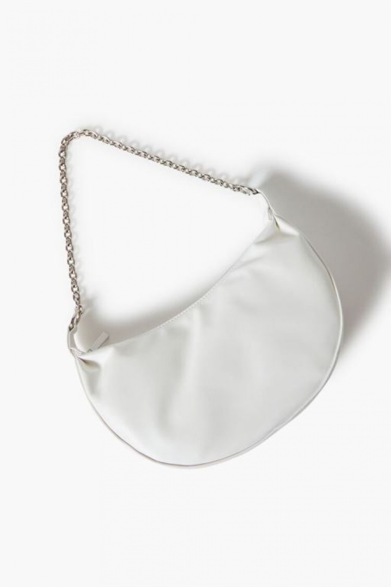 Bolsas Forever 21 Faux Cuero Crescent Shoulder Mujer Blancas | e46agItb0tA