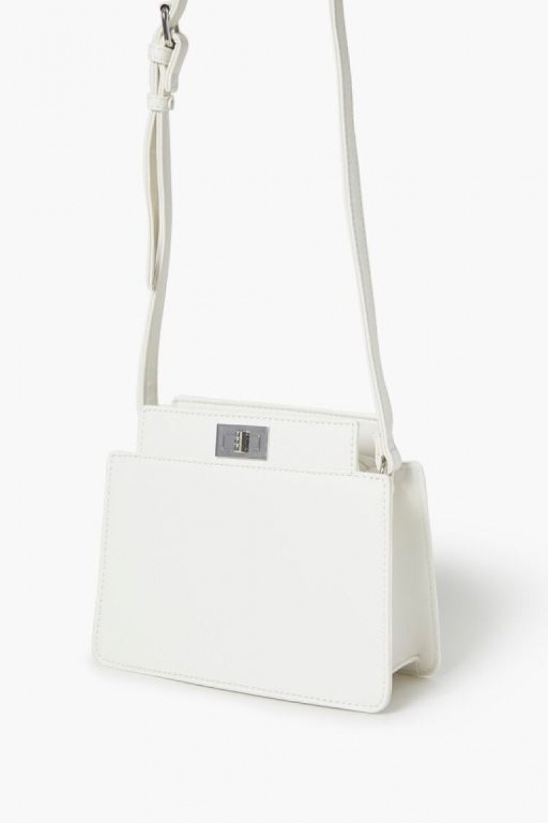 Bolsas Forever 21 Faux Cuero Crossbody Mujer Blancas | rds6BzGeQCn