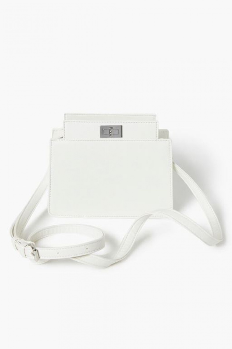 Bolsas Forever 21 Faux Cuero Crossbody Mujer Blancas | rds6BzGeQCn