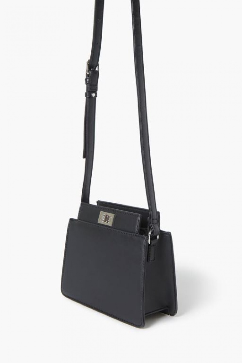 Bolsas Forever 21 Faux Cuero Crossbody Mujer Negras | 99DSOvzLzml