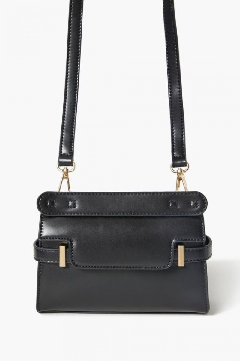 Bolsas Forever 21 Faux Cuero Crossbody Mujer Negras | WQOxqhin20Y