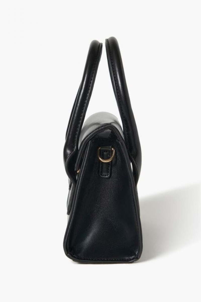 Bolsas Forever 21 Faux Cuero Crossbody Mujer Negras | alFuRg0XQH0