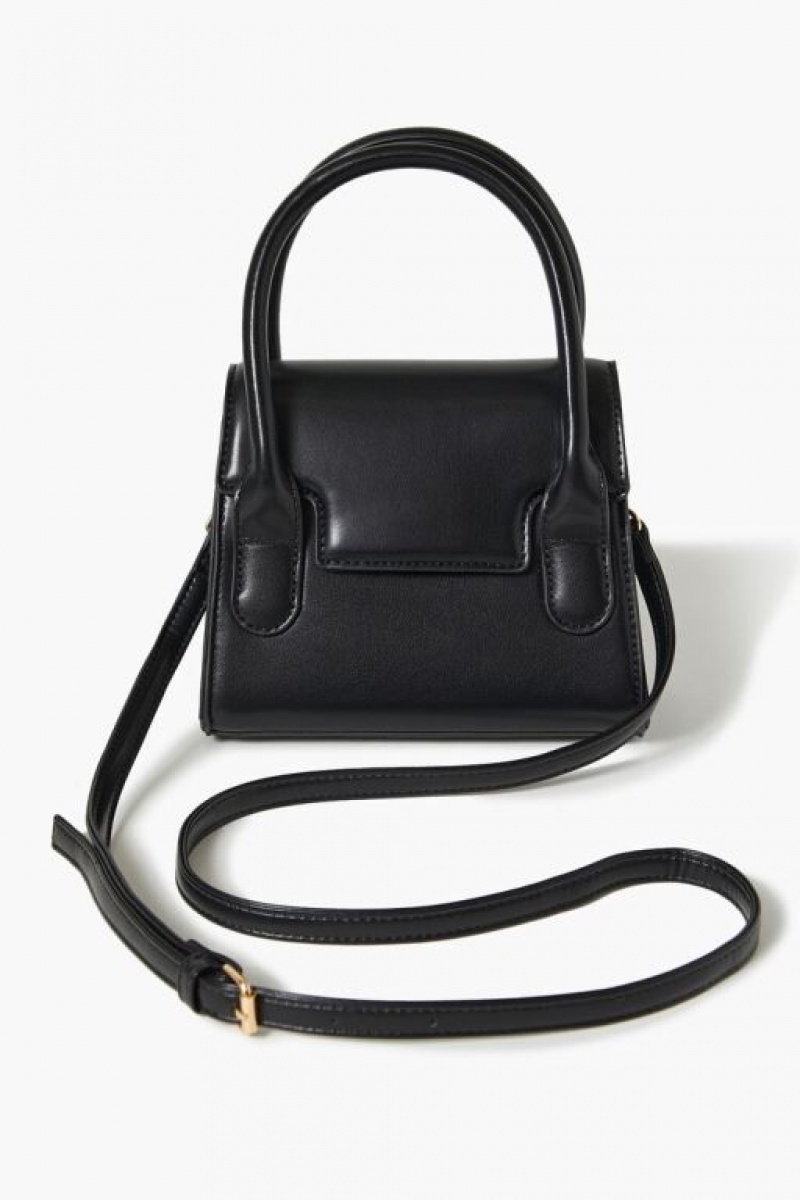 Bolsas Forever 21 Faux Cuero Crossbody Mujer Negras | alFuRg0XQH0