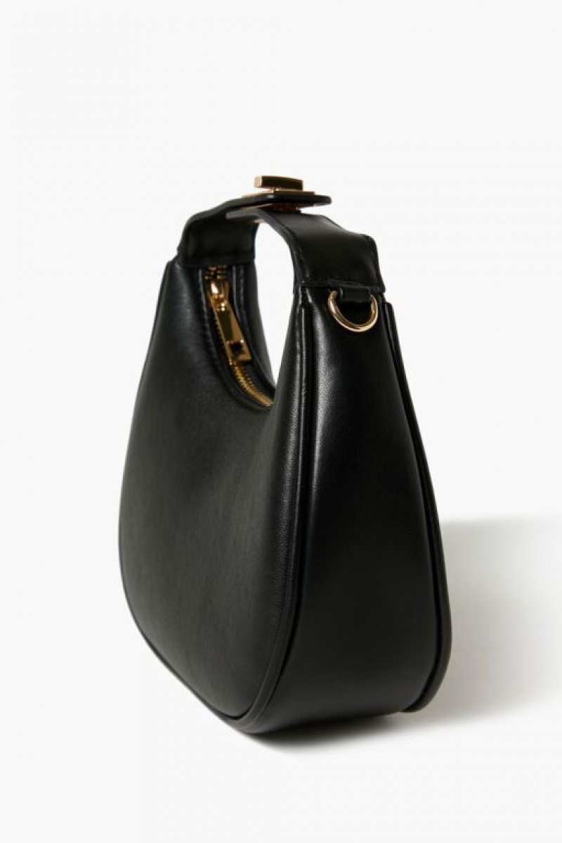 Bolsas Forever 21 Faux Cuero Crossbody Mujer Negras | 44lQJaOpIIV