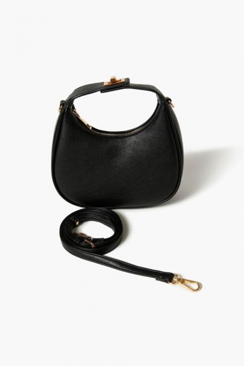 Bolsas Forever 21 Faux Cuero Crossbody Mujer Negras | 44lQJaOpIIV