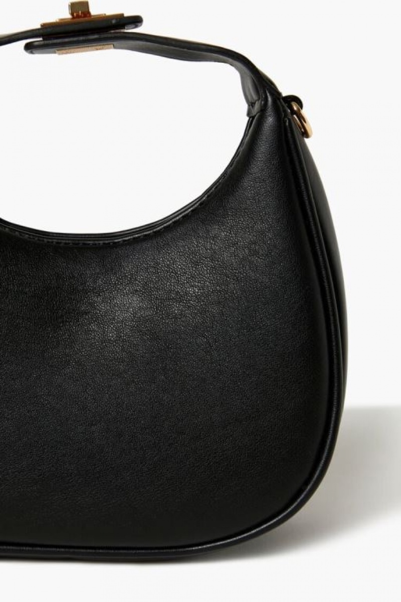 Bolsas Forever 21 Faux Cuero Crossbody Mujer Negras | 44lQJaOpIIV