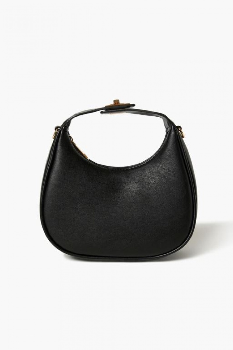 Bolsas Forever 21 Faux Cuero Crossbody Mujer Negras | 44lQJaOpIIV