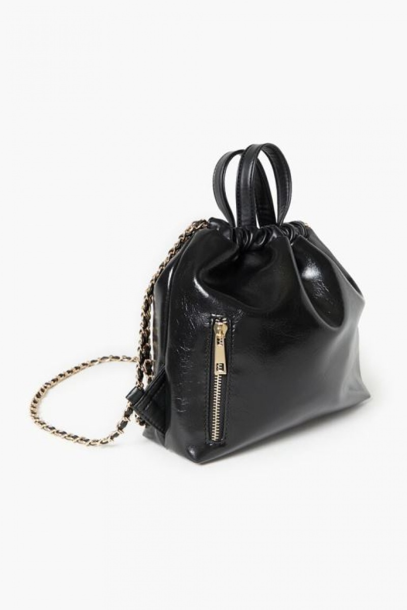 Bolsas Forever 21 Faux Cuero Curb Chain Backpack Mujer Negras | QFnNFoxiACE