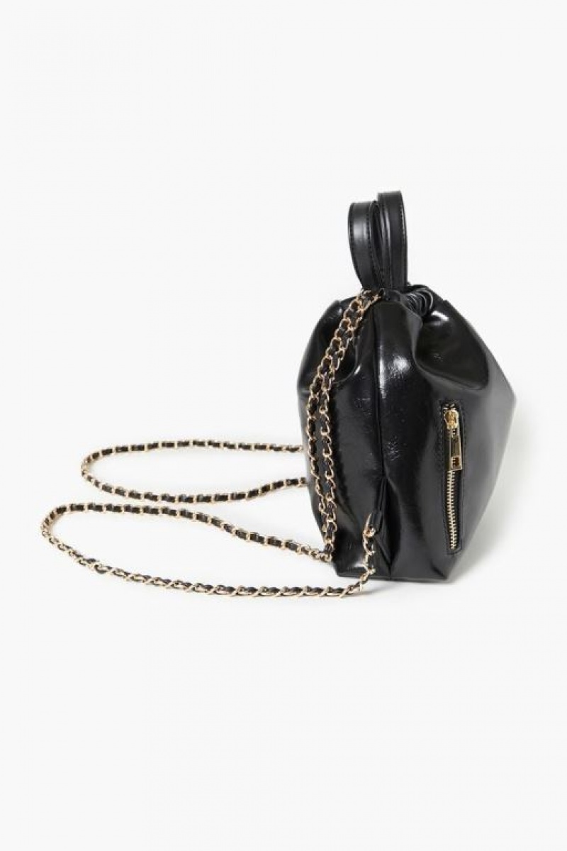 Bolsas Forever 21 Faux Cuero Curb Chain Backpack Mujer Negras | QFnNFoxiACE