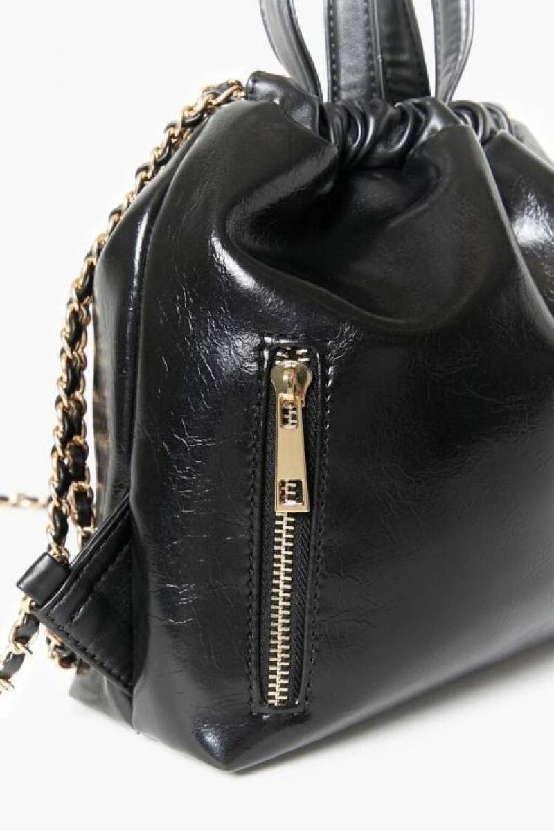 Bolsas Forever 21 Faux Cuero Curb Chain Backpack Mujer Negras | QFnNFoxiACE