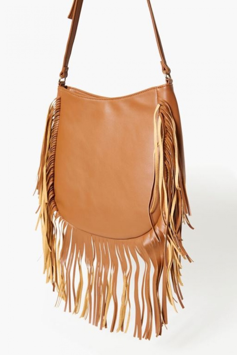 Bolsas Forever 21 Faux Cuero Fringe Handbag Mujer Marrones | MaxBmo03Hew