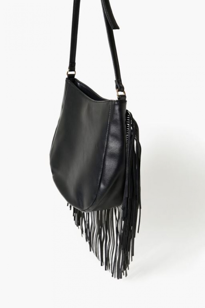 Bolsas Forever 21 Faux Cuero Fringe Handbag Mujer Negras | b6tydOt6YQq