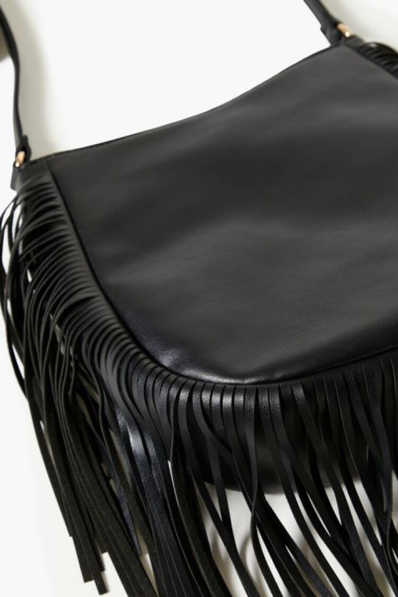 Bolsas Forever 21 Faux Cuero Fringe Handbag Mujer Negras | b6tydOt6YQq