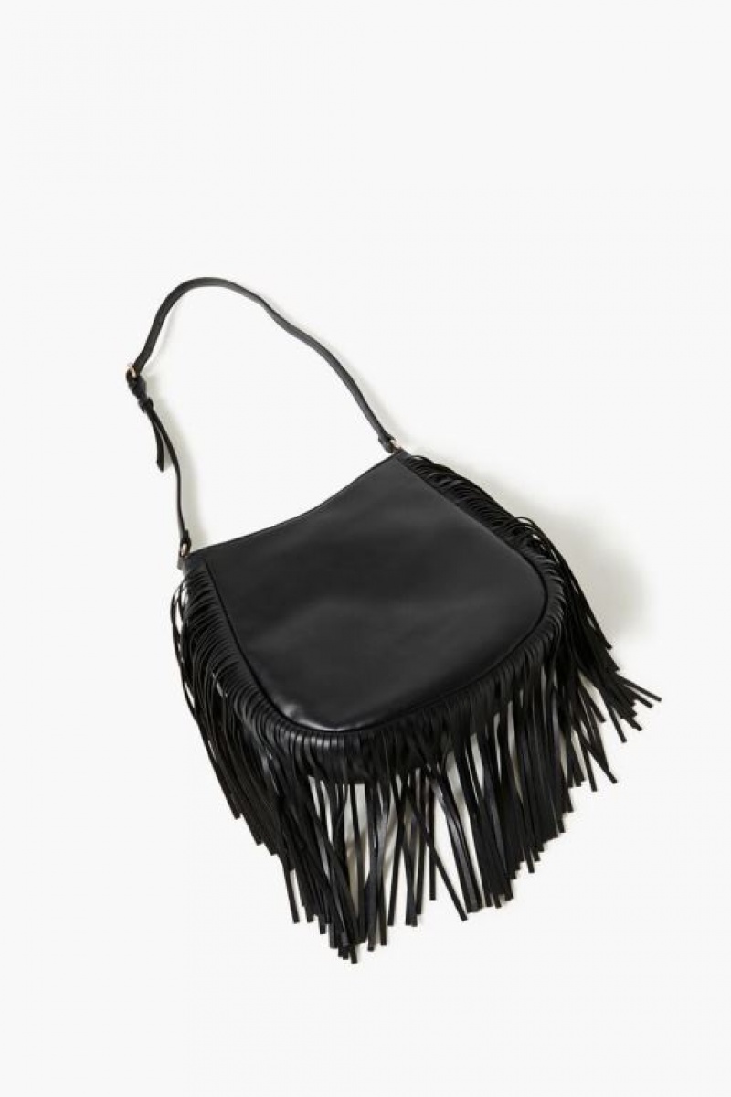 Bolsas Forever 21 Faux Cuero Fringe Handbag Mujer Negras | b6tydOt6YQq