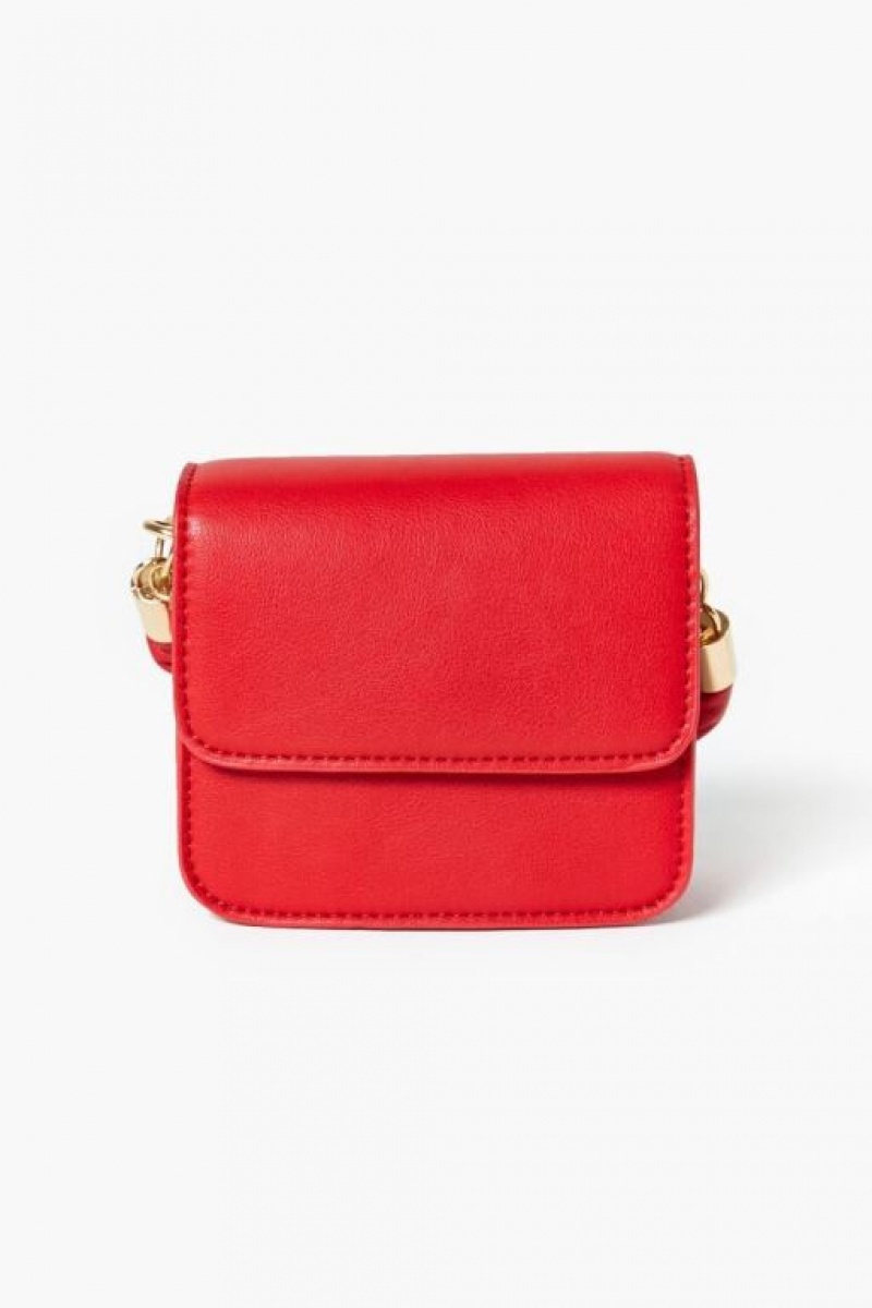 Bolsas Forever 21 Faux Cuero Mini Crossbody Mujer Rojas | 9AMYksRZHlm