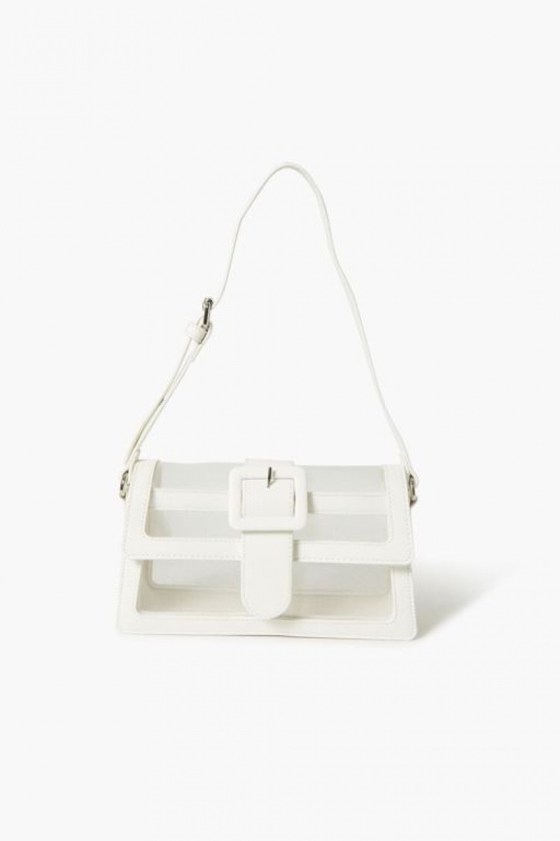 Bolsas Forever 21 Faux Cuero Trim Shoulder Mujer Blancas | YByotId0SUV