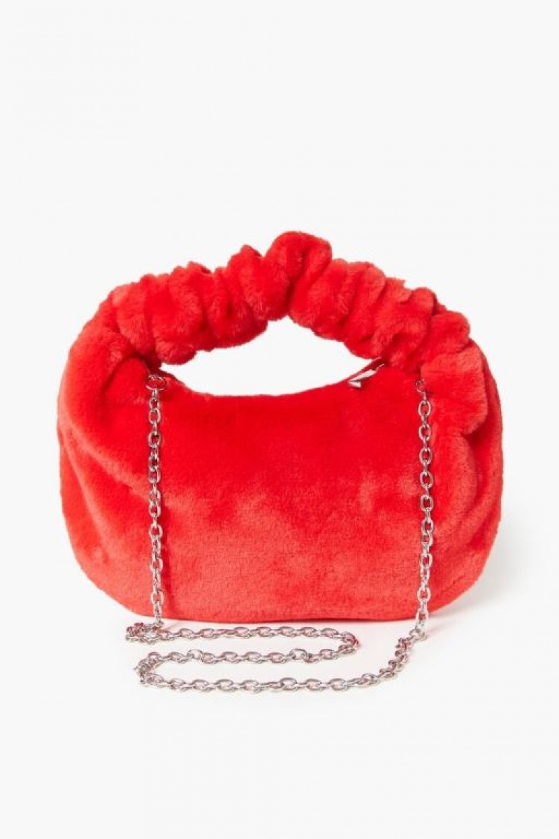 Bolsas Forever 21 Faux Fur Chain Strap Shoulder Mujer Rojas | GMYRwQld5Ox