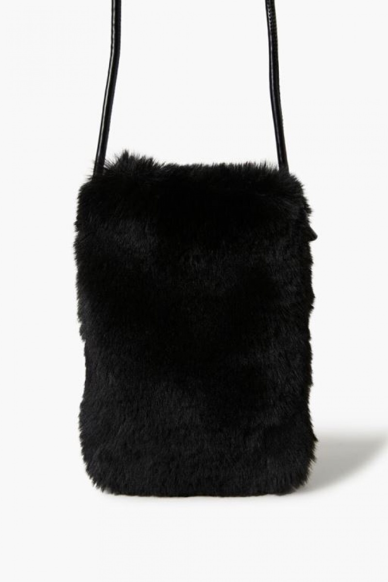 Bolsas Forever 21 Faux Fur Crossbody Mujer Negras | hc0CRHIeqWX