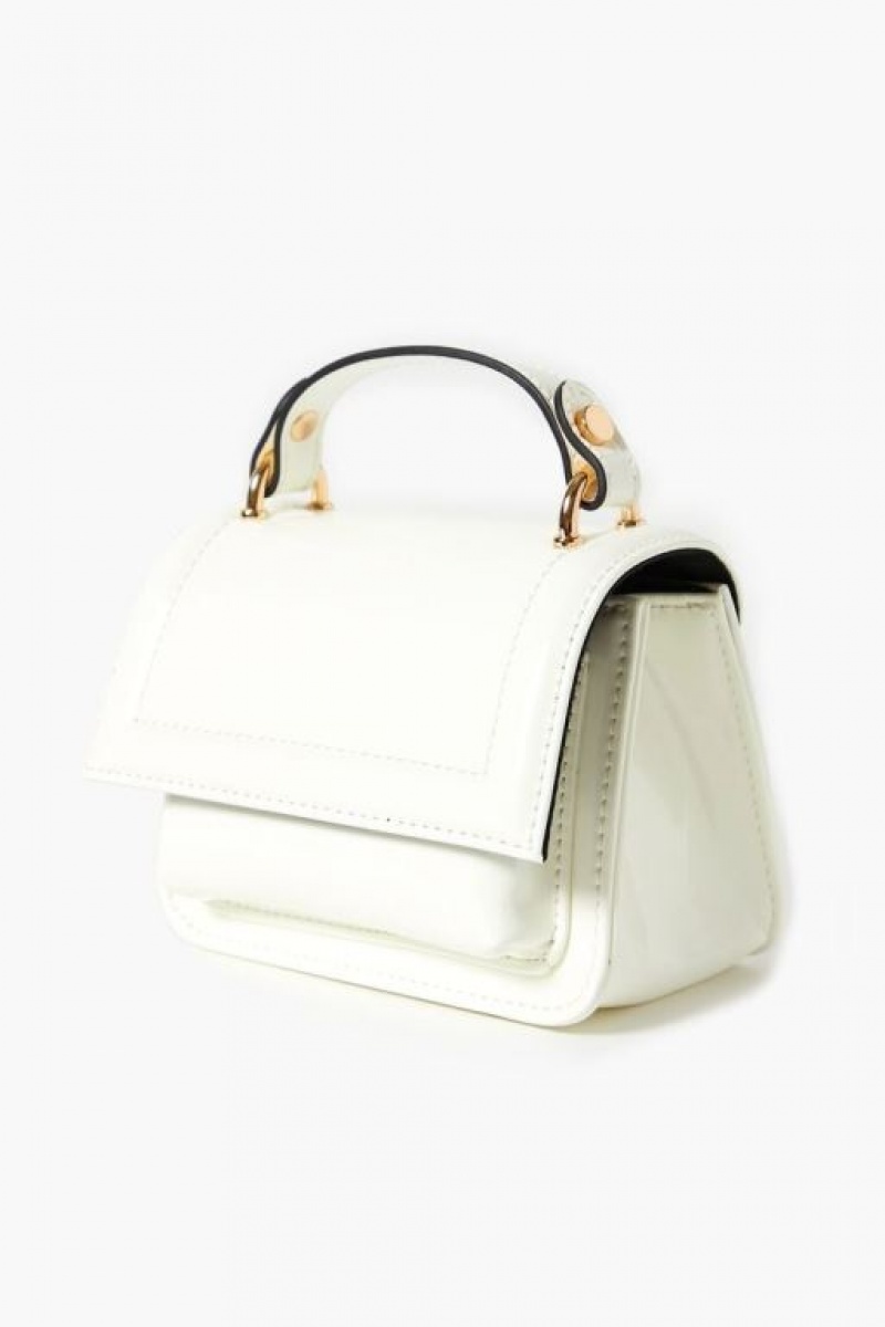 Bolsas Forever 21 Faux Patent Cuero Crossbody Mujer Blancas | z1aahFdRKql