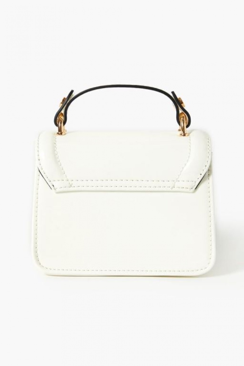 Bolsas Forever 21 Faux Patent Cuero Crossbody Mujer Blancas | z1aahFdRKql