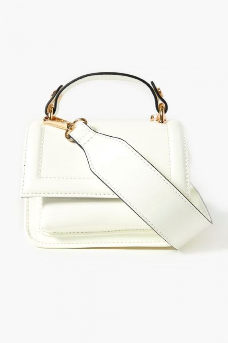 Bolsas Forever 21 Faux Patent Cuero Crossbody Mujer Blancas | z1aahFdRKql