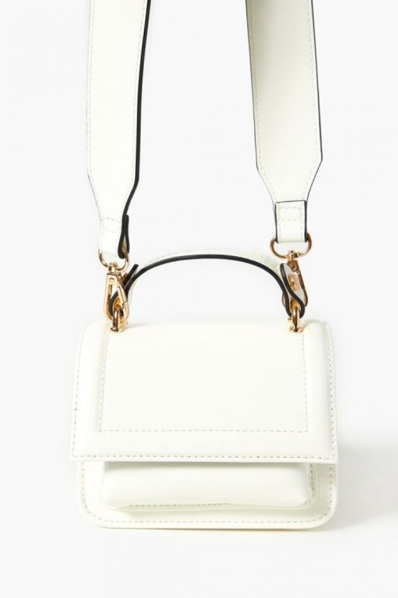 Bolsas Forever 21 Faux Patent Cuero Crossbody Mujer Blancas | z1aahFdRKql