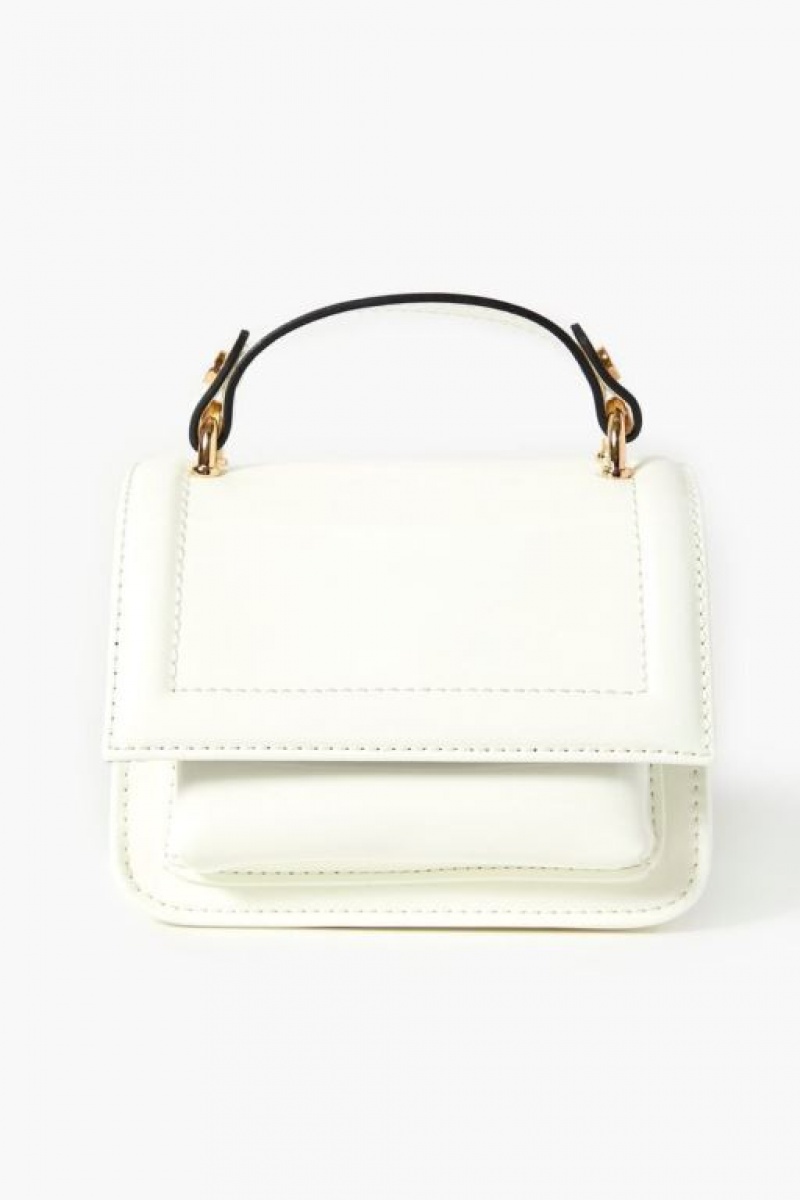 Bolsas Forever 21 Faux Patent Cuero Crossbody Mujer Blancas | z1aahFdRKql