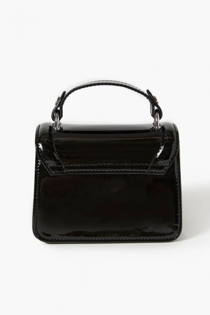 Bolsas Forever 21 Faux Patent Cuero Crossbody Mujer Negras | 1yhYw8yVkk8