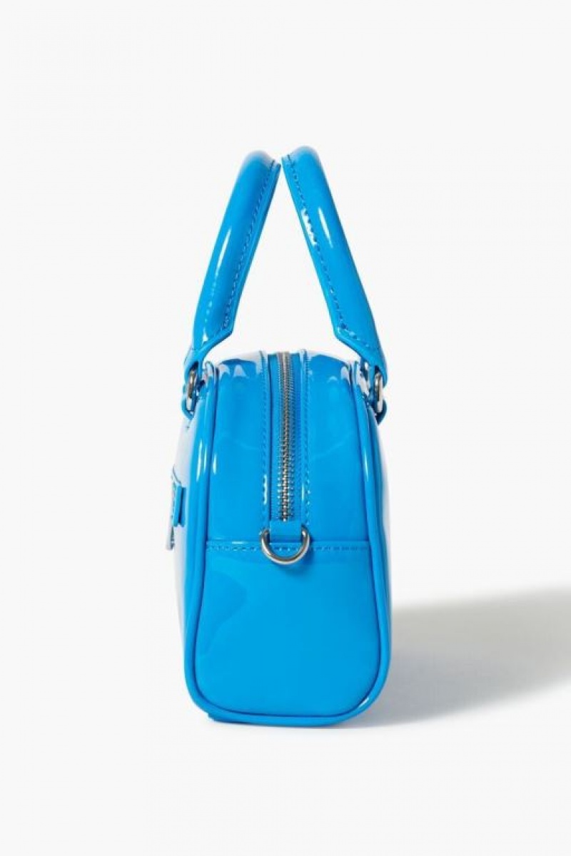 Bolsas Forever 21 Faux Patent Cuero Crossbody Mujer Azules | xA5EuT9Sm8Y