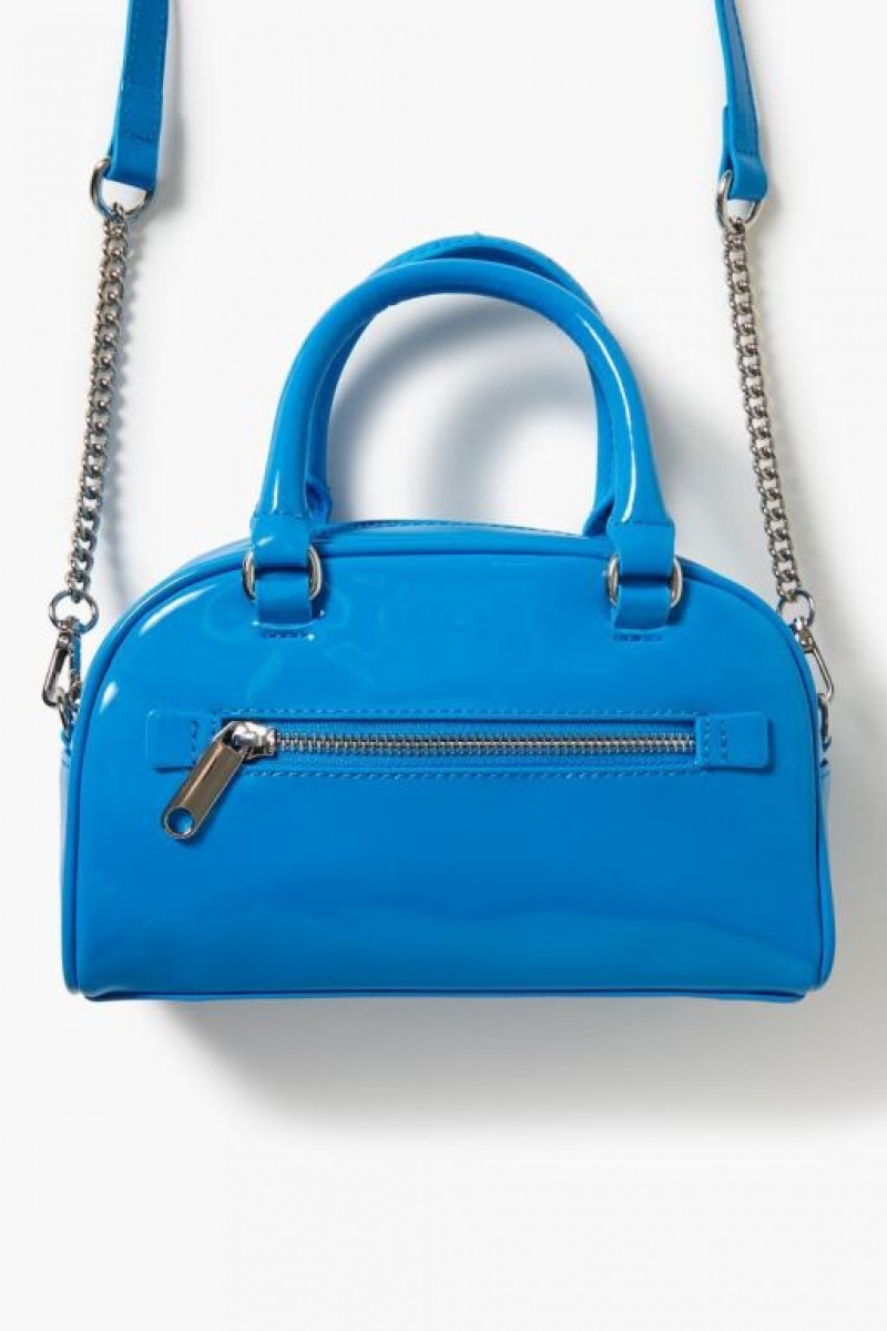 Bolsas Forever 21 Faux Patent Cuero Crossbody Mujer Azules | xA5EuT9Sm8Y